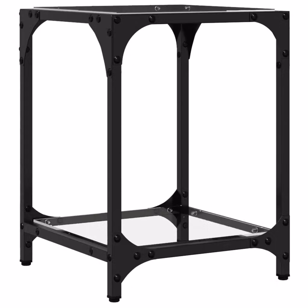 Berkfield Home Modern Square Coffee Table with Transparent Glass Top and Black Steel Frame, W/D/H: 30 x 30 x 40 cm – 4