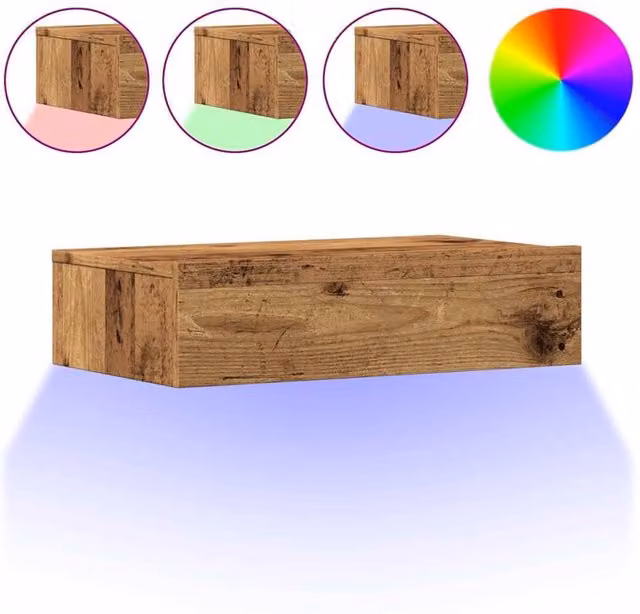 Berkfield Home Rustic TV Cabinet with LED Lights in Brown, W/D/H: 60 x 35 x 15.5 cm