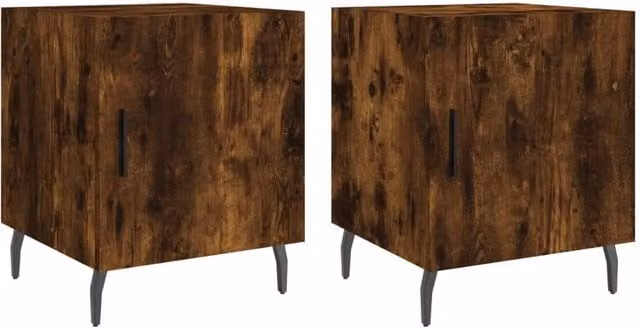 Berkfield Home Set of 2 Smoked Oak Bedside Cabinets in Brown, W/D/H: 40 x 40 x 50 cm – 1