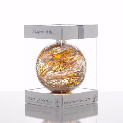 Sienna Glass Wedding Bauble in White and Gold, 10 cm Round Hanging Glass Ornament
