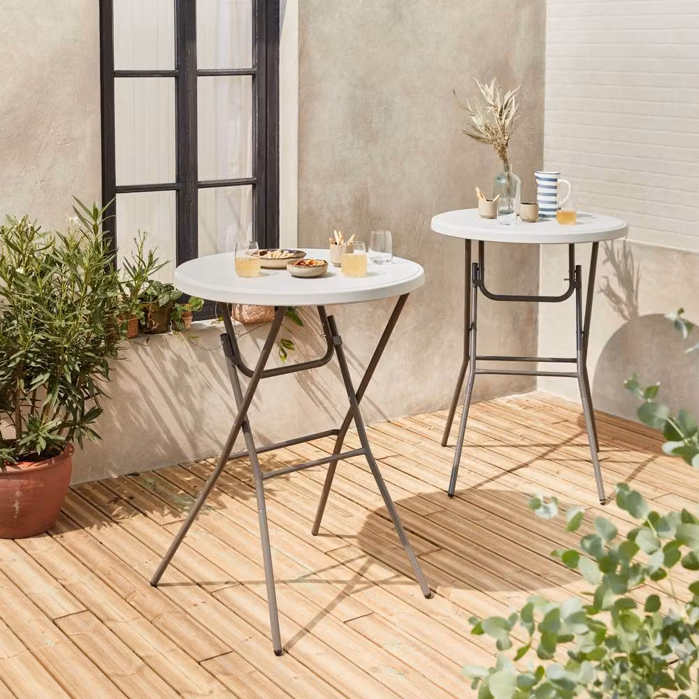 sweeek Pair of Foldable High Tables in White – 3