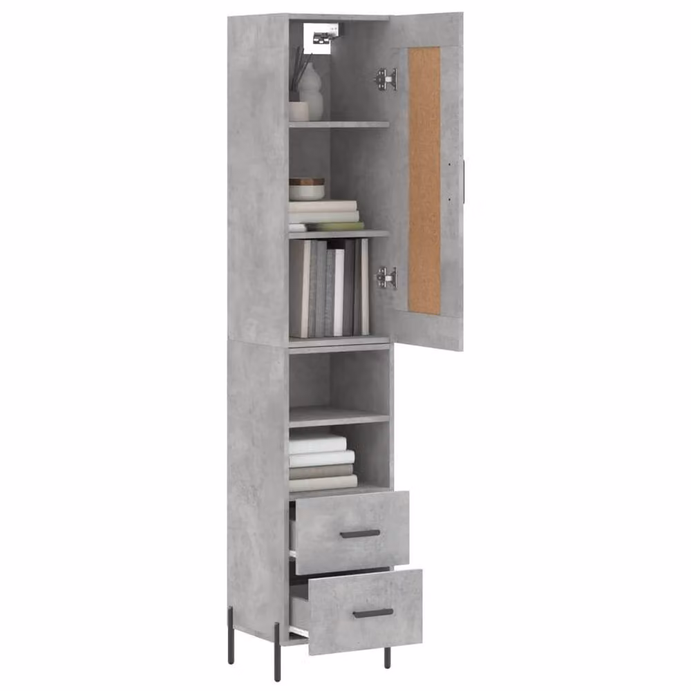 Berkfield Home Industrial Highboard in Concrete Grey, W/D/H: 34.5 x 34 x 180 cm – 2