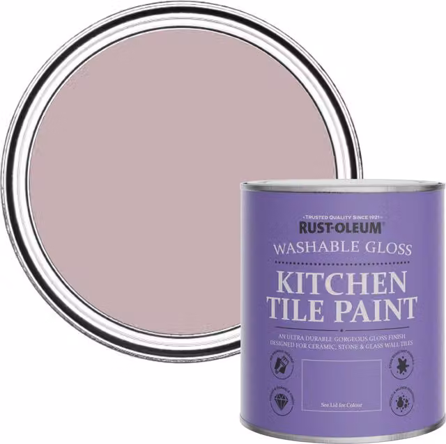 Rust-Oleum Water-Based Kitchen Tile Paint in Gloss Finish, Little Light Pink and Purple, 0.75 l