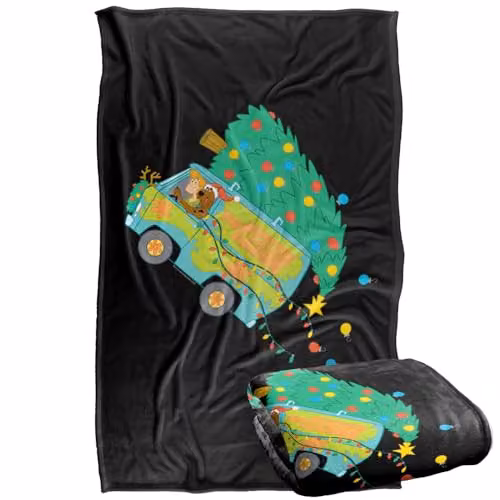 Warner Bros. Scooby Doo Mystery Machine Christmas Super Soft Fleece Throw Blanket for Children, Multicolour – 1