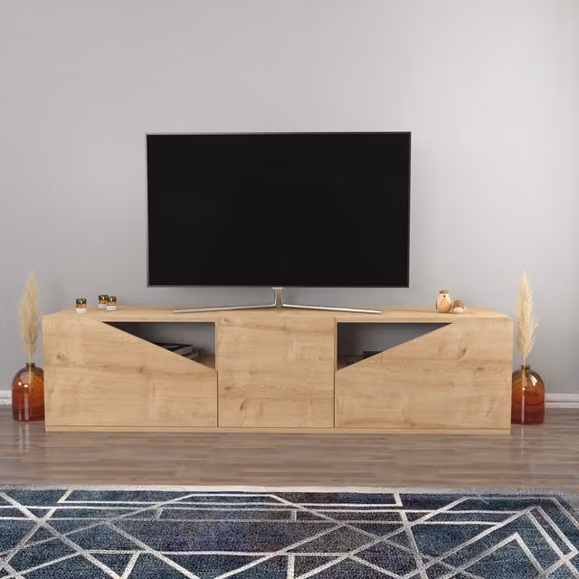 Decorotika Carson Modern Geometric TV Unit in Yellow