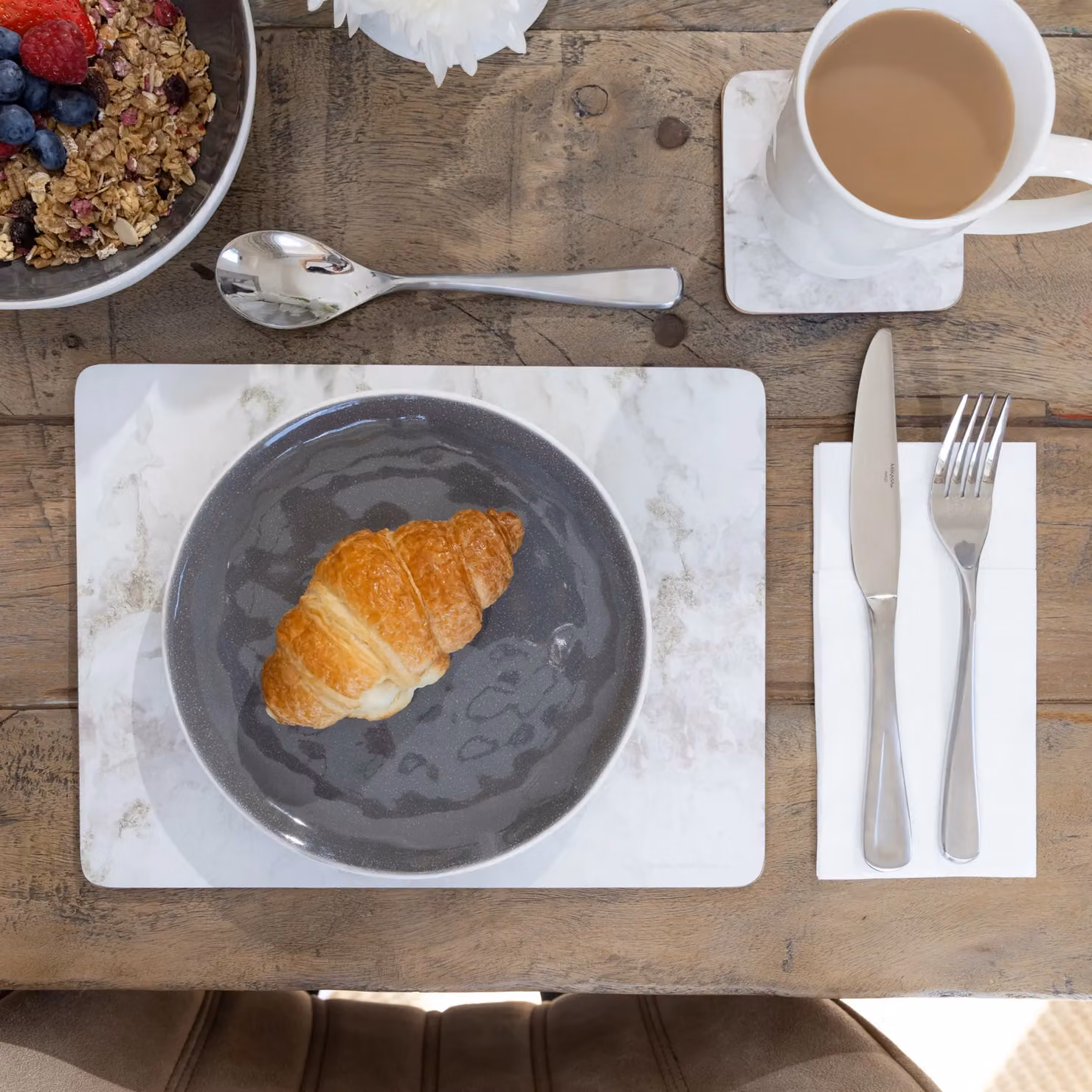 Creative Tops Pack of 4 Premium Grey Marble Place Mats, Non-Slip and Stain-Repellent, W: 30.0 cm x D: 23.0 cm – 4