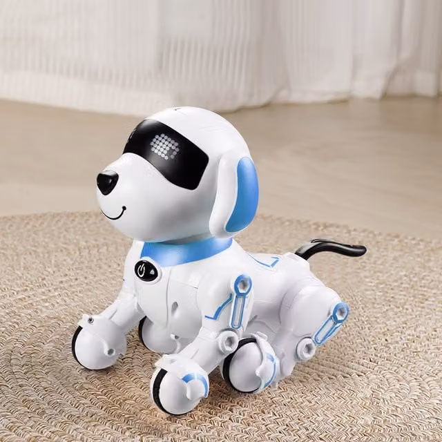 Komore Programmable Remote Control Dog Toy in Blue and White