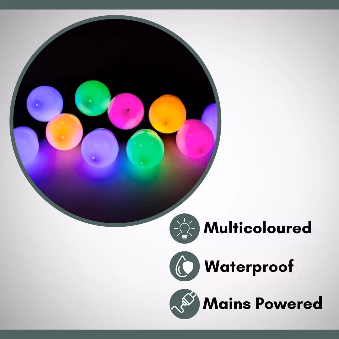 Marco Paul Multicoloured LED Sphere String Lights, 14.5m, Mains Powered – 5
