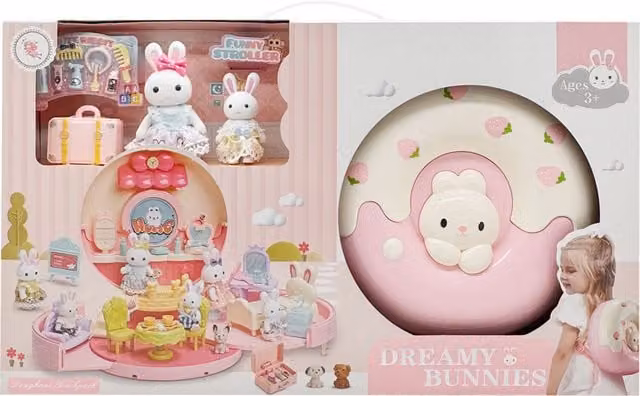 Dreamy Bunnies Doughnut Backpack Playset in Pink