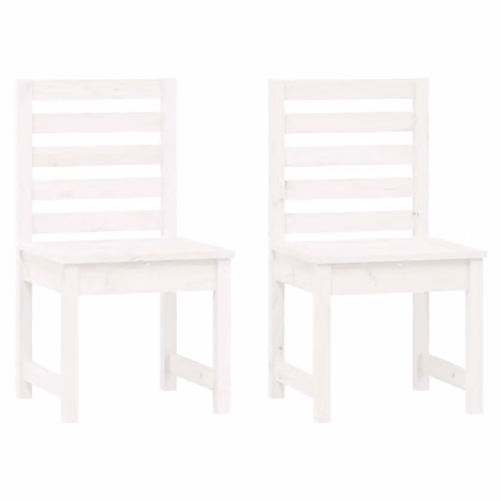Berkfield Home Set of 2 White Rustic Garden Chairs in Solid Pine Wood, W/D/H: 40.5 x 48 x 91.5 cm – 2