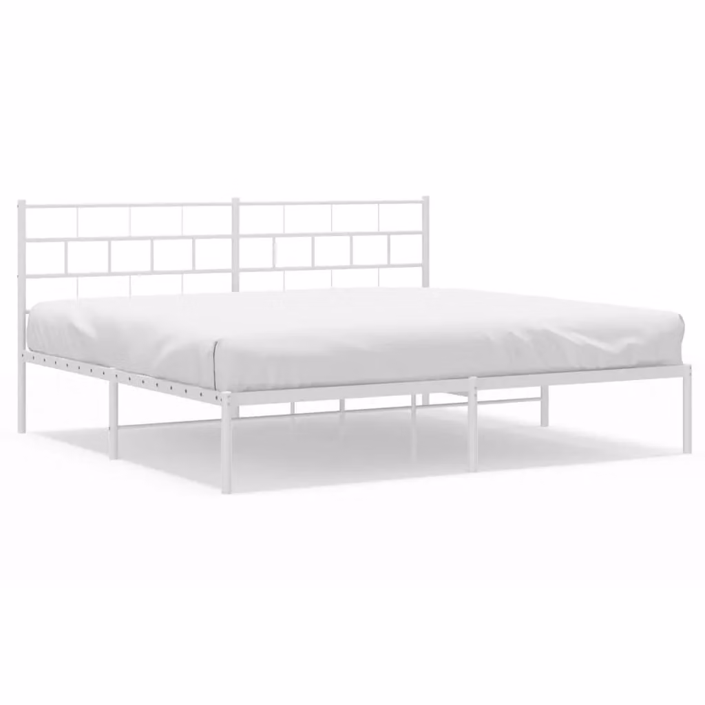 Berkfield Home Metal Bed Frame with Headboard, White, W/D/H: 180 x 200 cm – 2