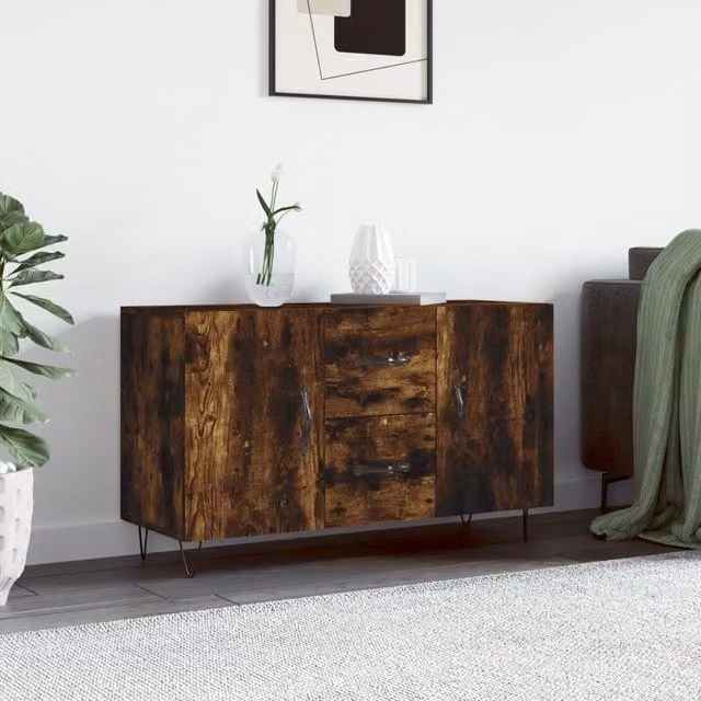 Berkfield Home Modern Smoked Oak Sideboard in Brown, W/D/H: 100 x 36 x 60 cm – 1