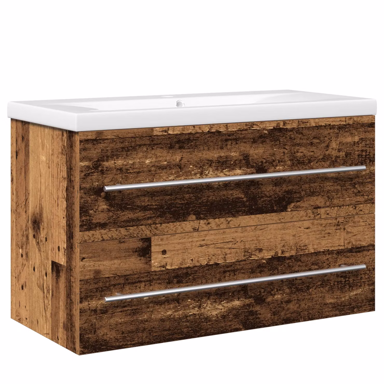 Berkfield Home Bathroom Sink Cabinet with Built-in Basin in Brown Old Wood Engineered Wood – 2