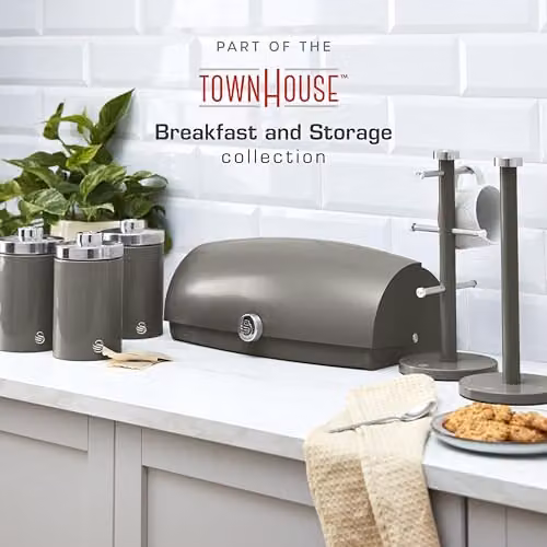 Swan Townhouse Set of 3 Airtight Stainless Steel Storage Canisters in Grey, 1.6 l – 6