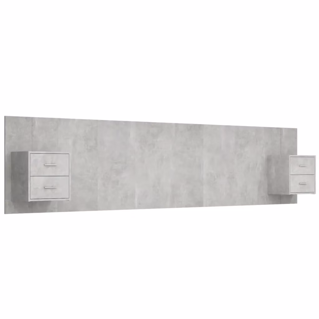 Berkfield Home Bed Headboard with Integrated Nightstand Cabinets in Concrete Grey Engineered Wood – 2