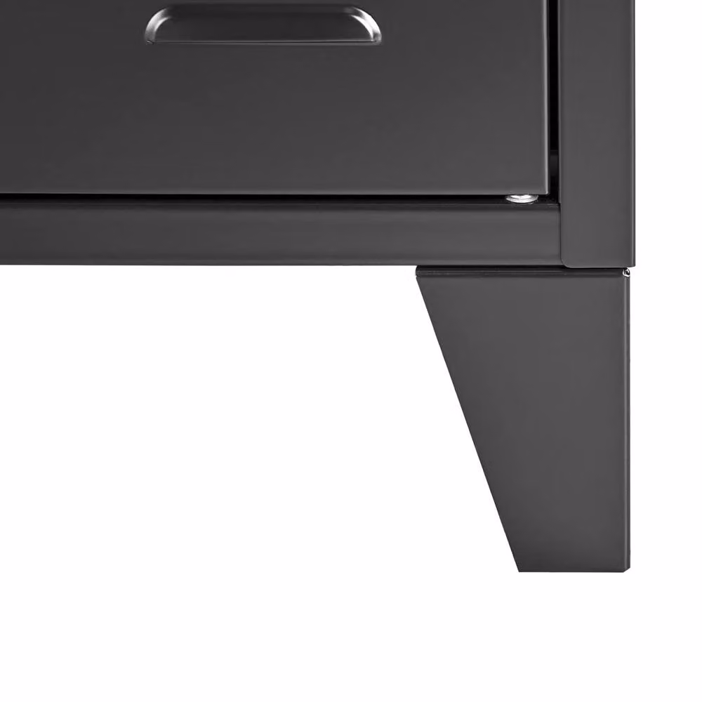 Wyld Haus Black Steel Three Door Industrial Sideboard with Adjustable Shelves and Cable Management – 5