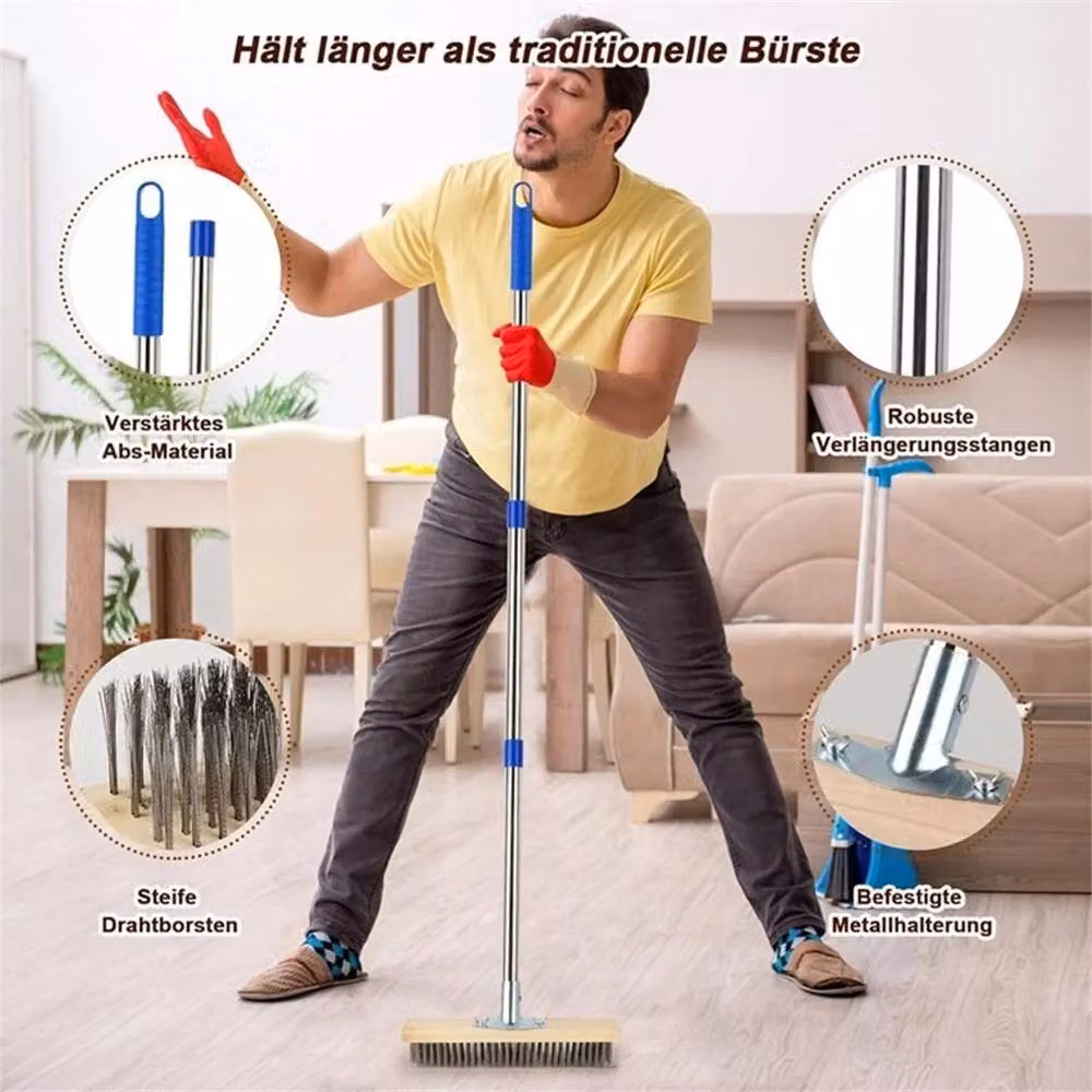 Havendro Heavy Duty Garden Broom Head with Telescopic Stainless Steel Handle in Silver – 5