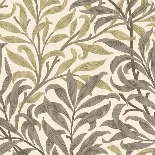 William Morris At Home Willow Bough Flax Fabric in Beige and Multicolour