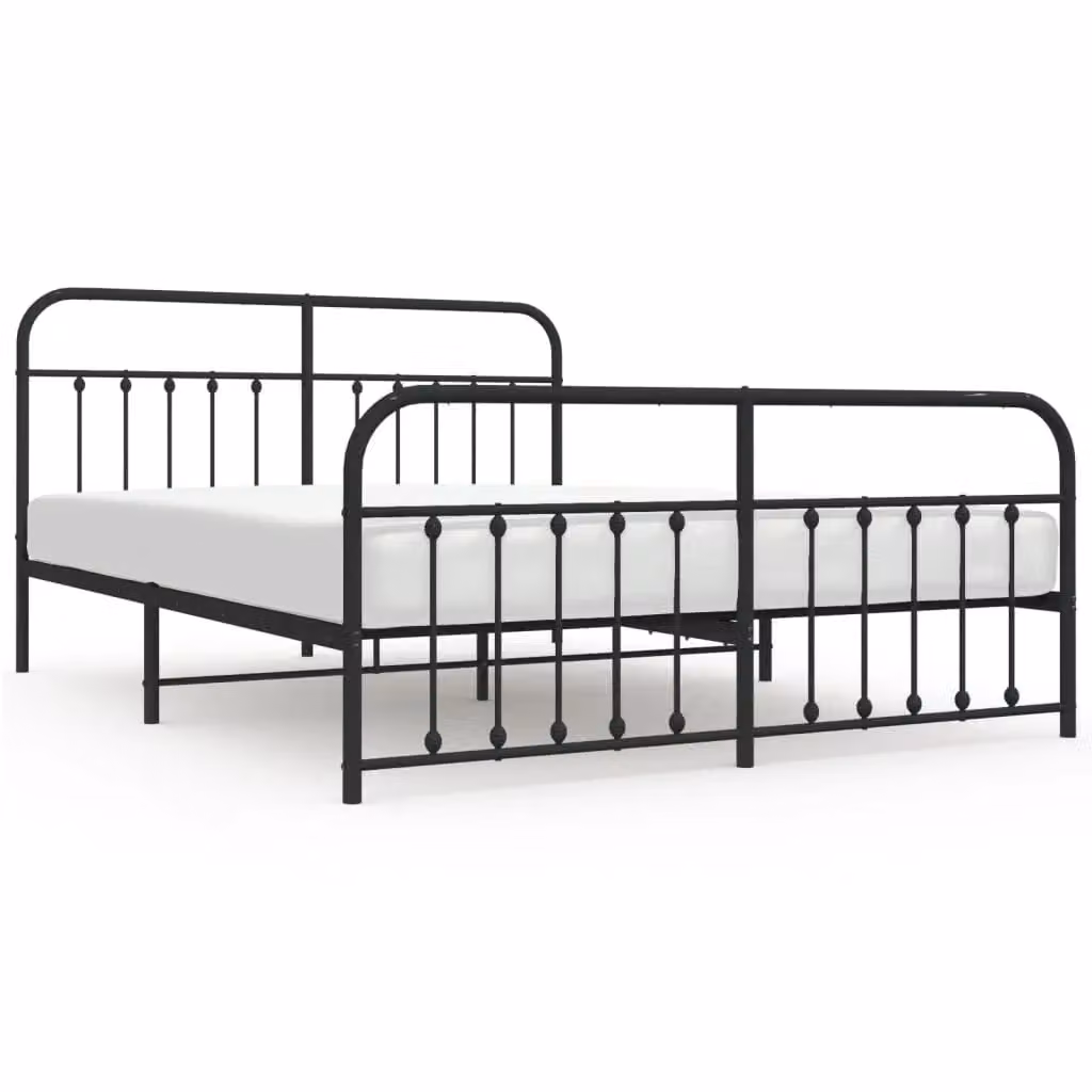 Berkfield Home Metal Bed Frame with Headboard and Footboard in Black W/D/H: 183 x 213 cm – 2