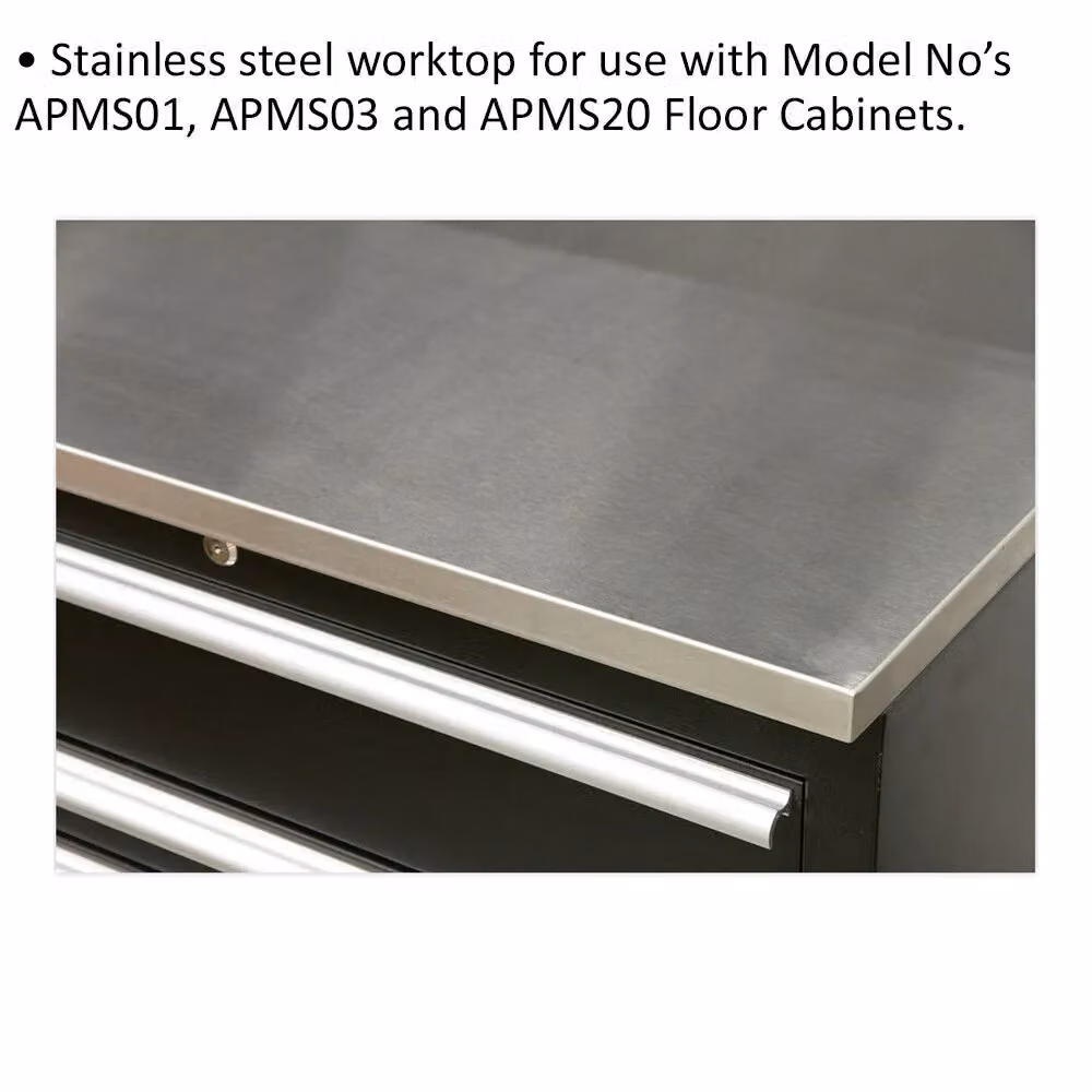 Loops Stainless Steel Worktop in Silver for ys02601 ys02603 and ys02620 Floor Cabinets, W: 77.5 cm – 2