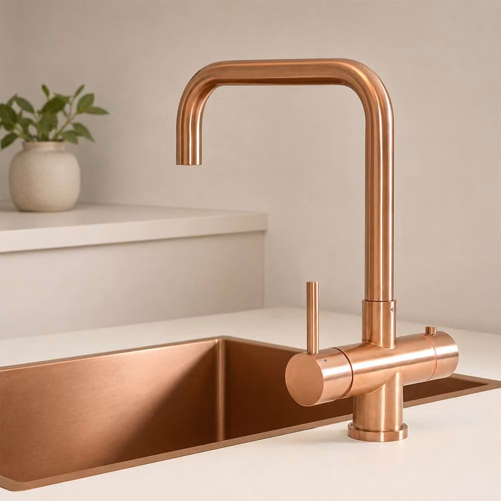 Nes Home 3 in 1 Single Lever Boiler Complete Kitchen Mixer Tap Set in Copper – 2