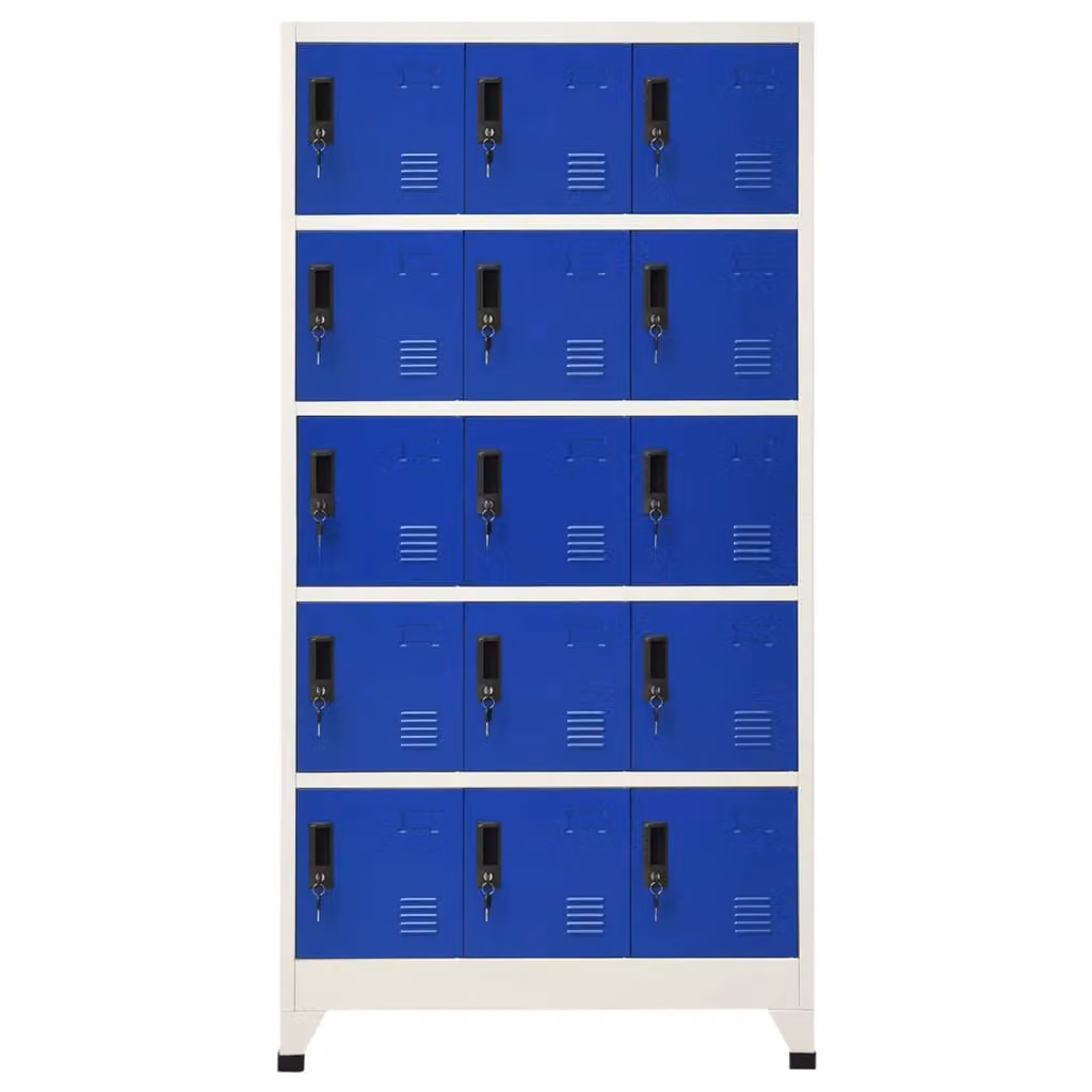 Berkfield Home Modern Steel Locker Cabinet in Grey and Blue, W/D/H: 90 x 40 x 180 cm – 2