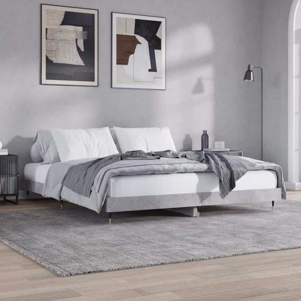 Berkfield Home Small Double Bed Frame in Concrete Grey, W/D/H: 120 x 200 cm – 2