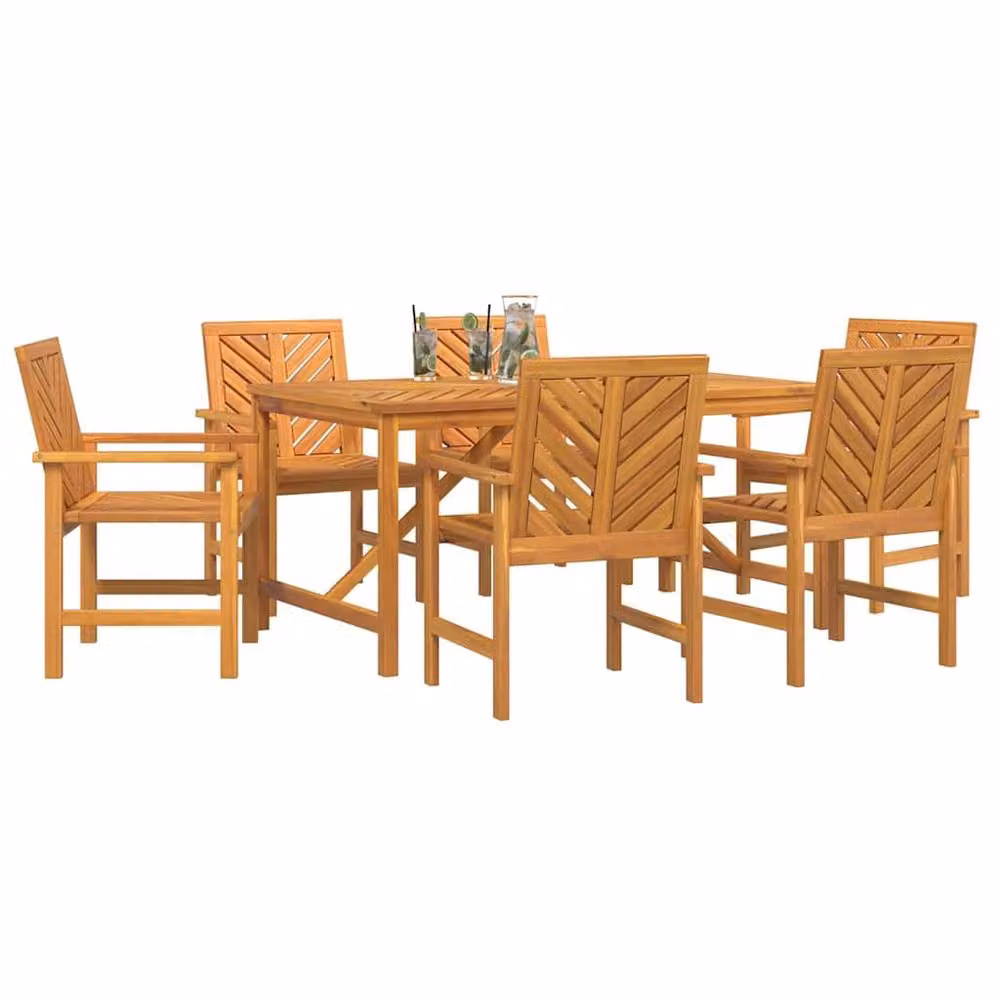 Berkfield Home 6 Piece Acacia Wood Garden Dining Set in Brown – 3