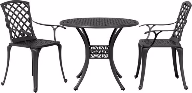 Berkfield Home 3 Piece Bistro Set in Black Cast Aluminium – 1
