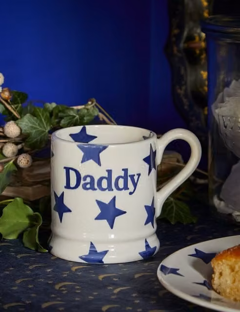 Emma Bridgewater Blue Star Daddy Ceramic Mug in Blue