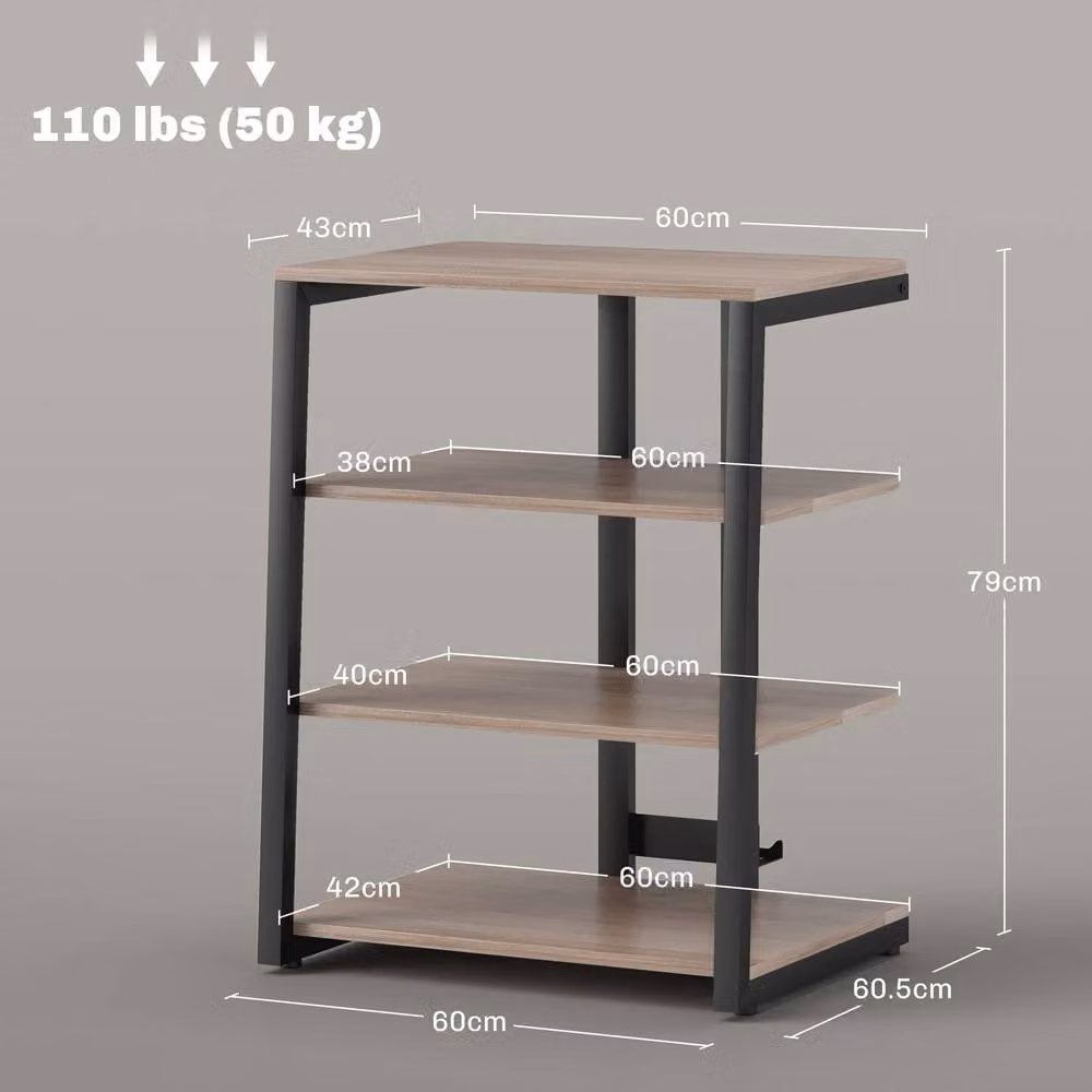 STILVORA Modern HiFi Rack with 4 Adjustable Media Compartments in Brown and Beige – 4