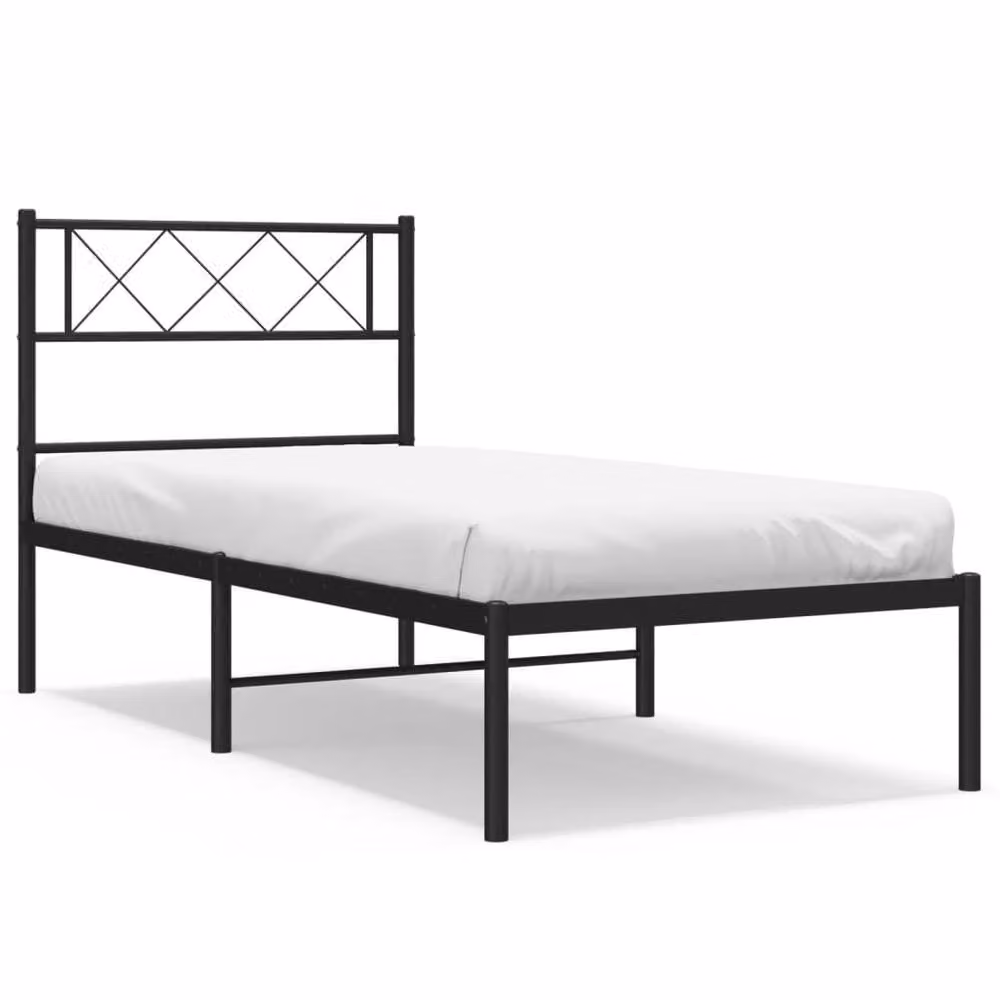 Berkfield Home Metal Bed Frame with Headboard in Black, W/D/H: 90 x 200 cm – 2
