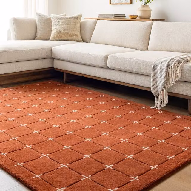 Livabliss Brook Hand-Tufted Wool Modern Living and Bedroom Rug in Green, Red and Grey, W: 185 cm, D: 275 cm