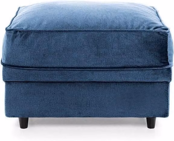 Abakus Direct Chicago Spill-Proof Velvet Footstool in Dark Blue, W/D/H: 60 x 50 x 41 cm – 1