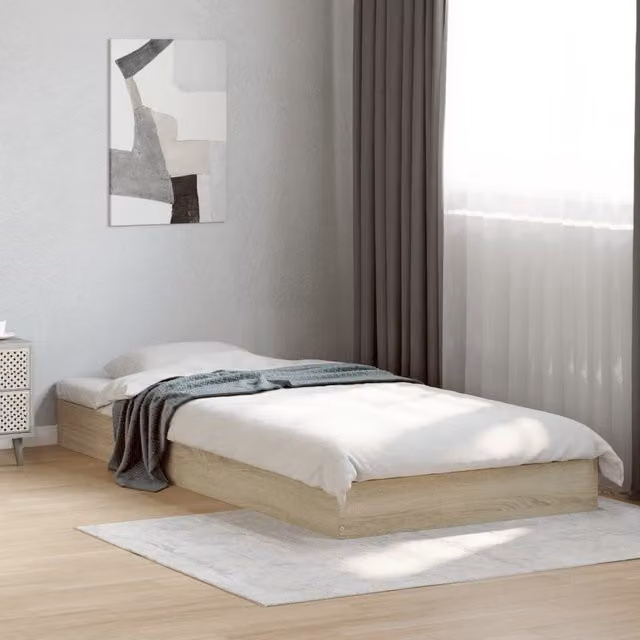 Berkfield Home Sonoma Oak Small Single Bed Frame in Brown, W: 75 cm, L: 190 cm