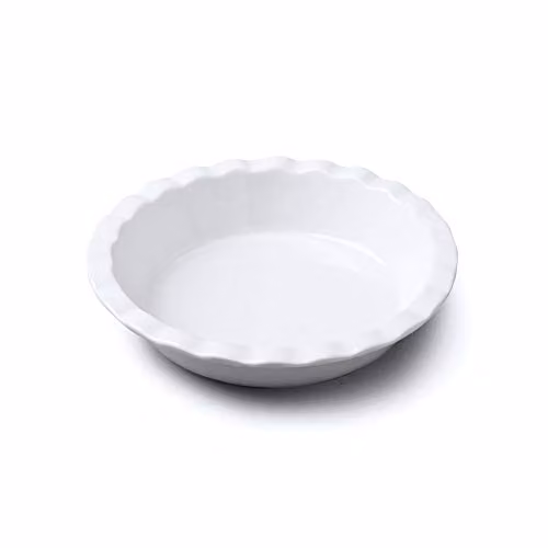 WM Bartleet & Sons 1750 White Porcelain Round Pie Dish with Crinkle Rim, Diameter: 20 cm