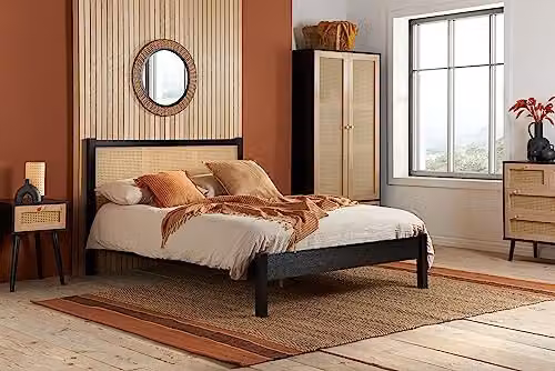 Birlea Croxley Rattan Double Bed Frame in Black Oak – 1