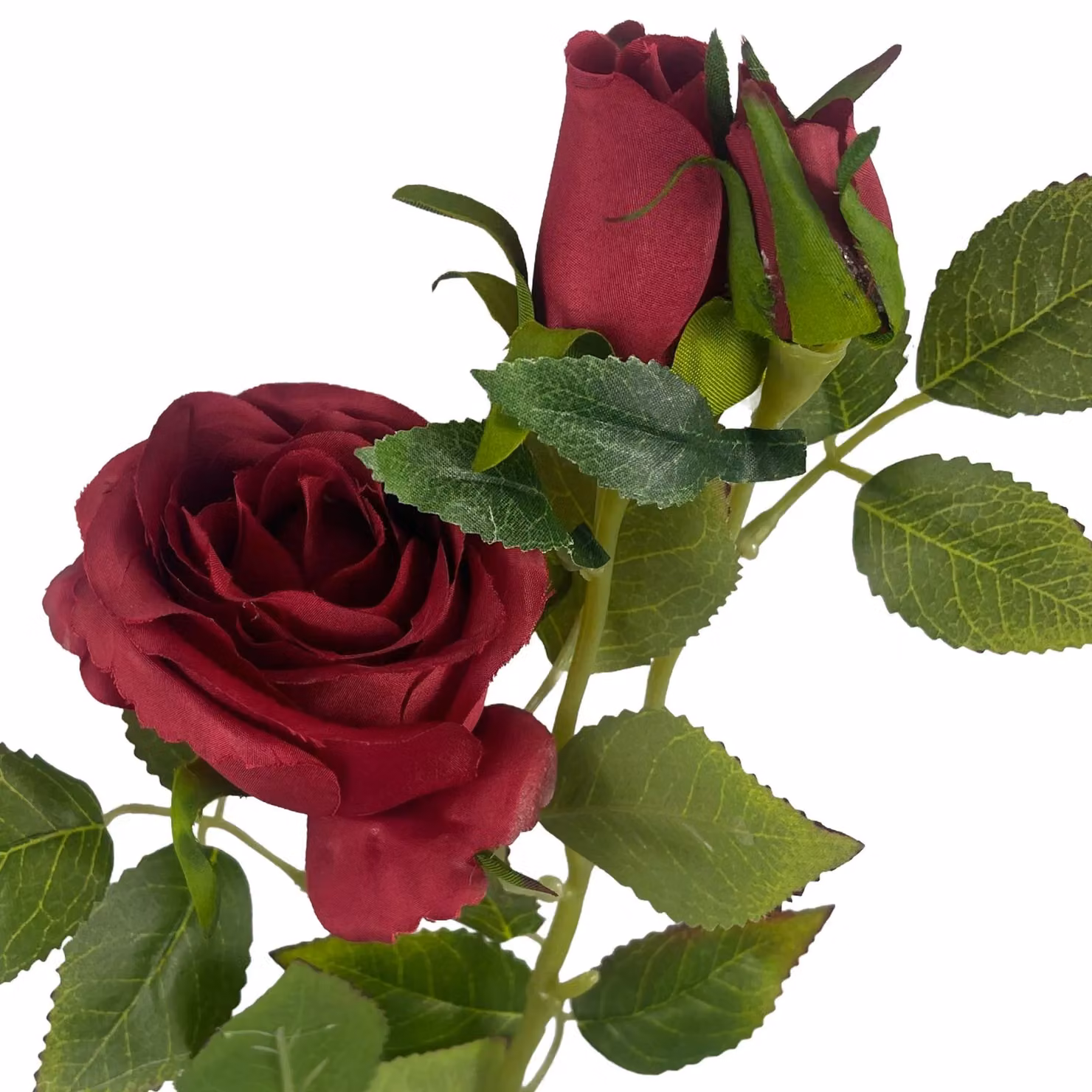 Leaf Pack of 6 Red Artificial Rose Flowers, 60 cm – 3