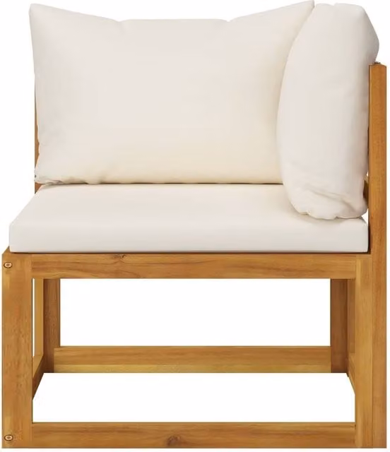 Berkfield Home Beautiful 2-Seater Acacia Wood Garden Bench in Brown with Cream White Cushions – 1