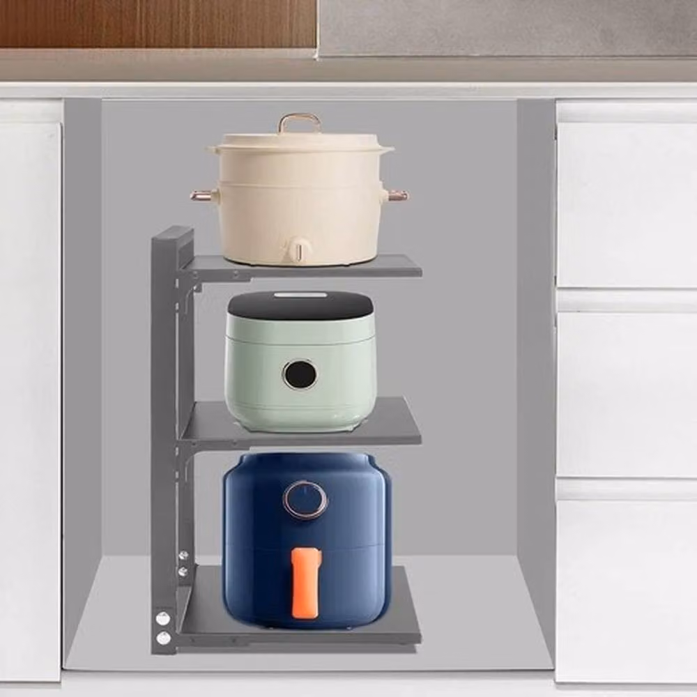 Kelvenix 3 Tier Freestanding Pots and Pans Organiser in Grey Metal – 2