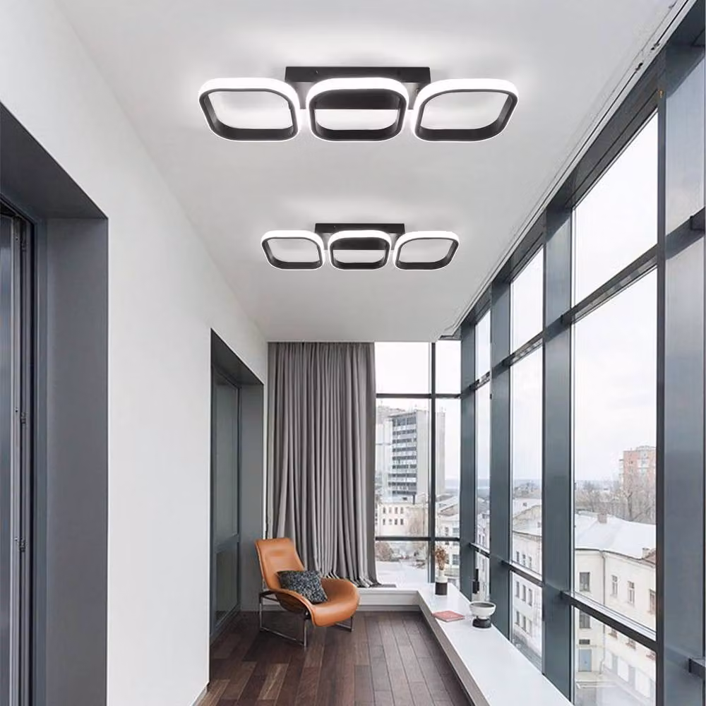 COMELY Modern Square LED Ceiling Light, Black, 32W, 6000K Cool White – 4