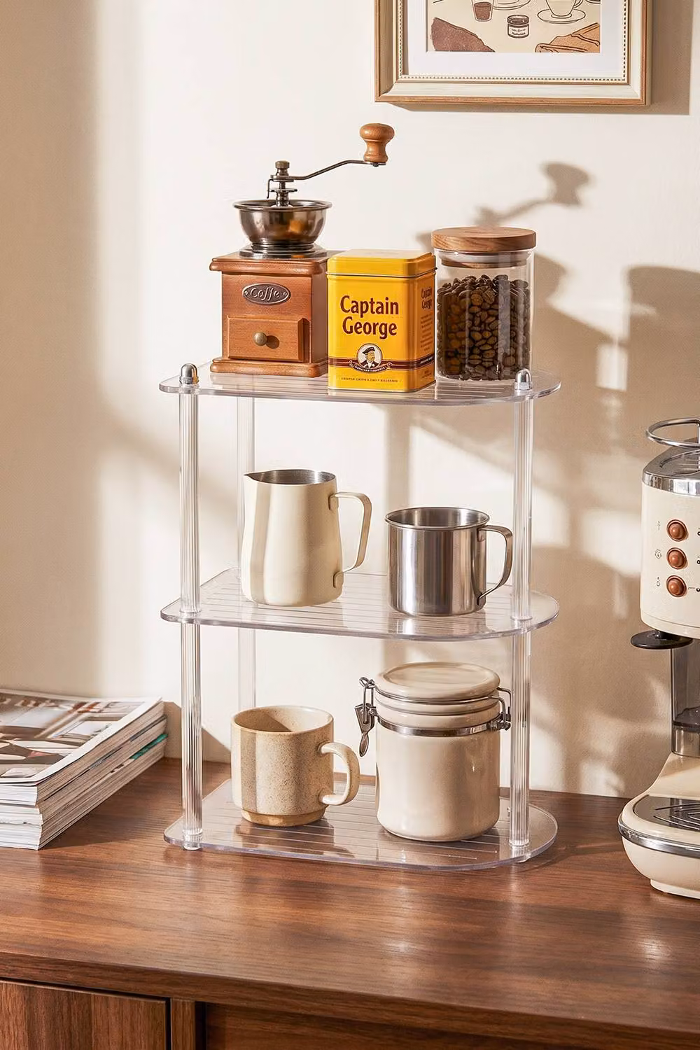 SHEONLY 3 Tier Acrylic Corner Shelf Organizer in Transparent Clear – 4