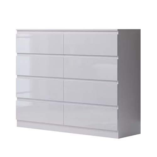 SQUAREBOXX Minimalist 8 Drawer Chest of Drawers in Matt White – 1