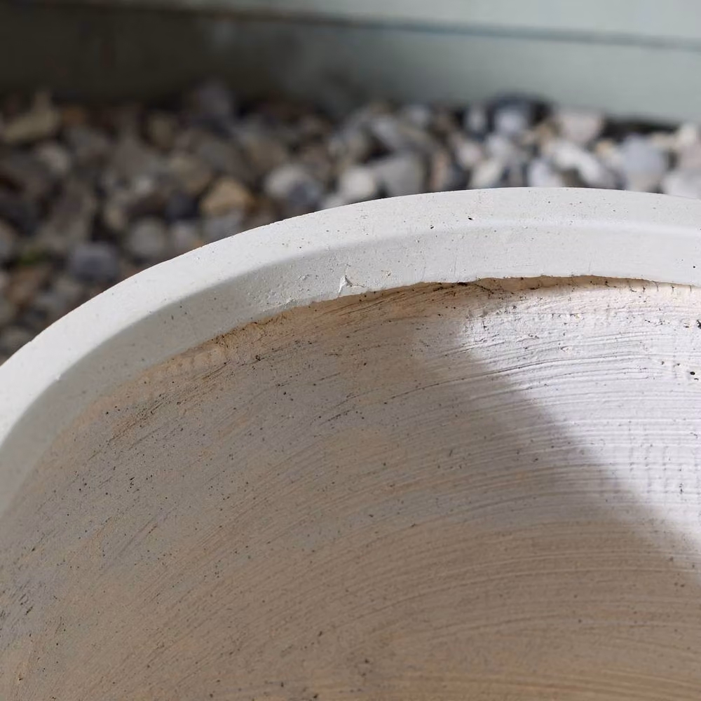 Dibor Small Beige Fibre Clay Indoor Outdoor Garden Planter Pot, H: 24 cm, Dia: 24 cm – 5