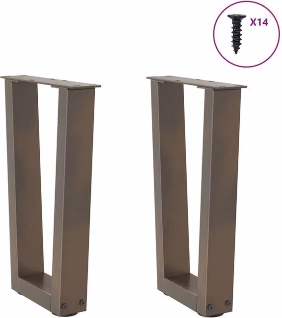 Berkfield Home Modern V-Shape Dining Table Legs, 2 Pieces, Brown Steel, H: 42-43.3 x W: 28 cm – 1