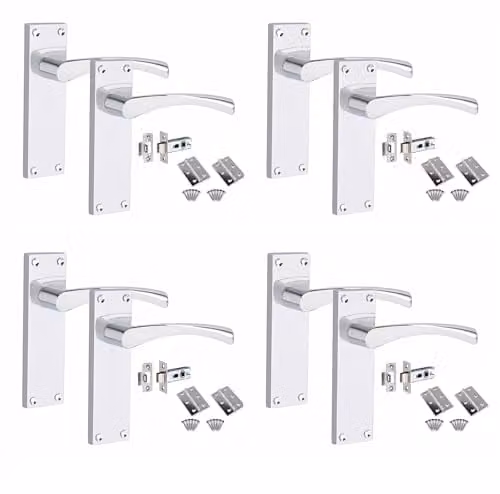 Golden Grace Astrid Latch Door Handles in Polished Chrome, 4 Sets