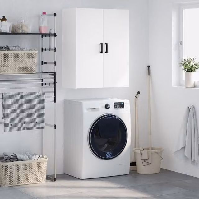 Berkfield Home Wall Mounted Cabinet in White, W: 69.5 cm, D: 34 cm, H: 90 cm – 1