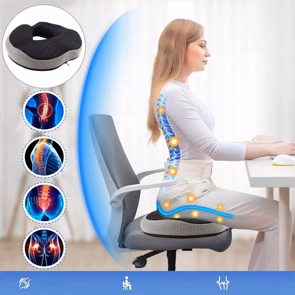FLAVORA Black Donut Ring Cushion Pillow for Pregnancy and Hemorrhoids, W/D/H: 190 x 100 cm – 4