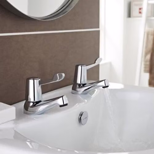 Nes Home Jims Twin Contract Basin Pillar Taps in Chrome with Quarter Turn Brass Construction