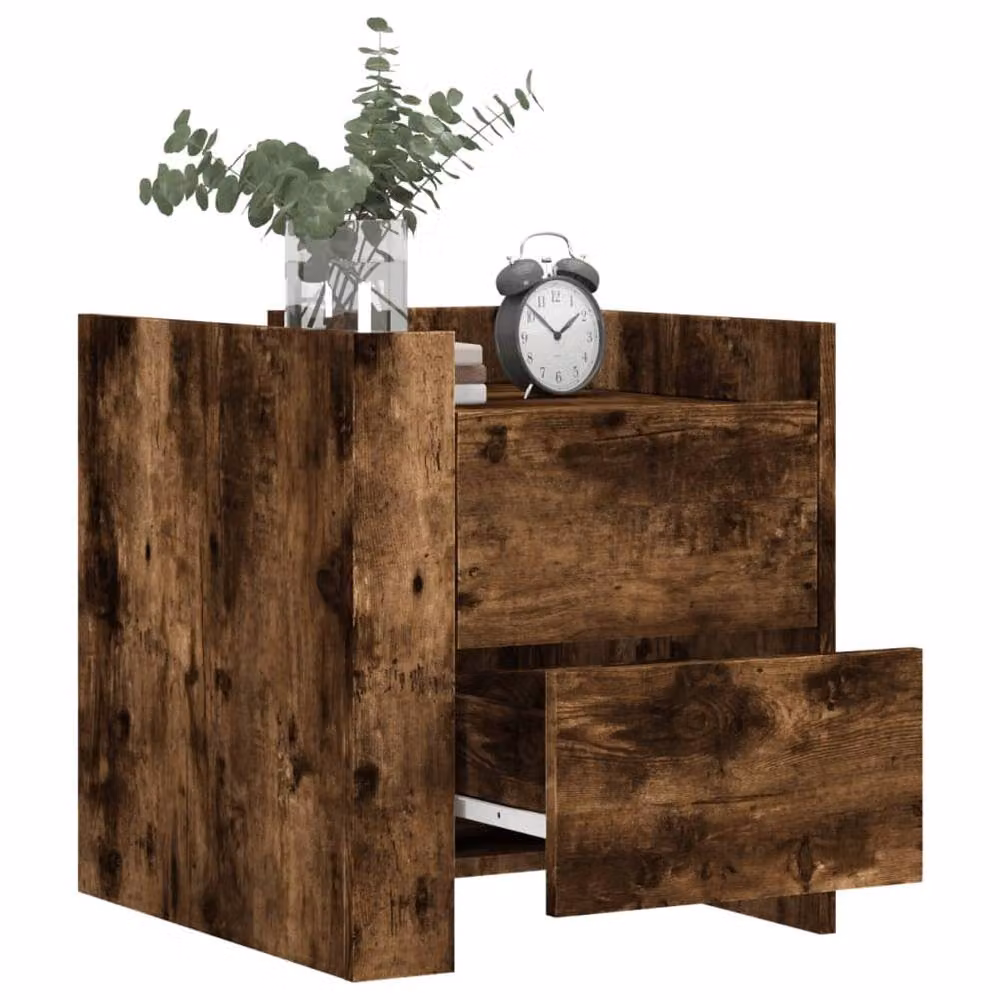 Berkfield Home Bedside Cabinet in Smoked Oak Brown, W/D/H: 45 x 50 x 50 cm – 3